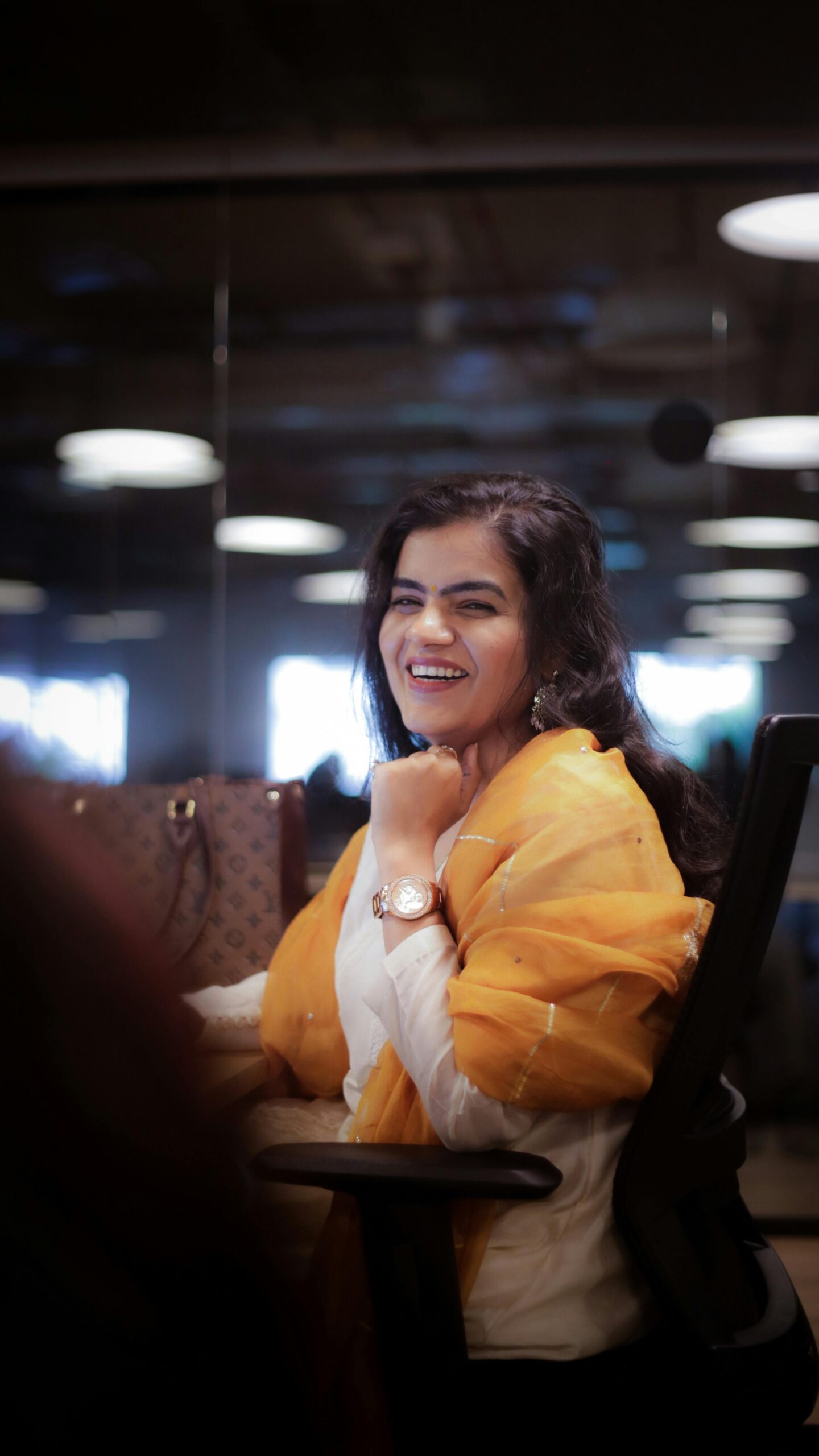 beautiful Indian Woman in chudidar Smiles at the camera